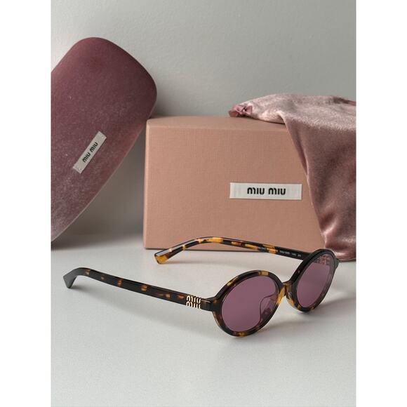 NEW Miu Miu MU04ZSF Tortoise Pink Sunglasses $518 main image 4